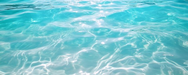 Fototapeta premium Crystal clear water surface reflecting sunlight in tropical paradise
