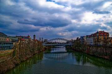 Fototapeta premium A wonderful day in the city of Bamberg in rainy weather.