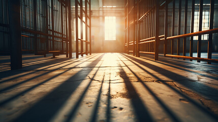 3d render. Futuristic jail corridor