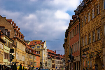 A wonderful day in the city of Bamberg in rainy weather.