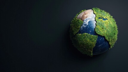 Fototapeta premium Stop pollution eco-friendly concept. Earth with greenery, symbolizing environmental awareness and sustainability.