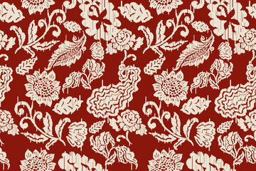 Ikat floral paisley embroidery seamless pattern on background. Ikat ethnic flower oriental pattern traditional. Aztec style abstract vector illustration. design for ikat floral fashion fabric,clothing