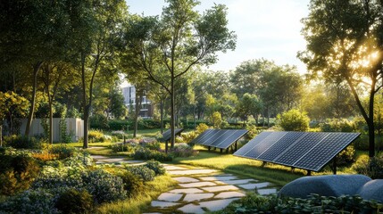 Solar panels integrated into a community park design