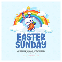 Happy Easter Celebration Template with Colorful Background