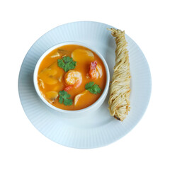 Delicious Thai shrimp soup with noodles