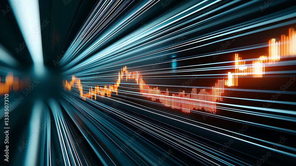 Poster dynamic financial data visualization digital space infographic high-tech environment abstract viewpo