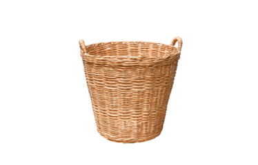Wicker laundry basket isolated on transparent background, png file