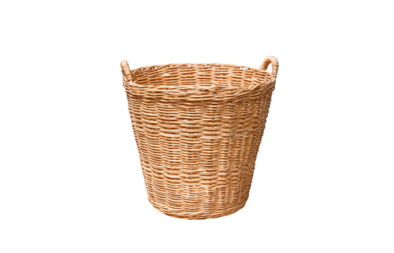 Wicker laundry basket isolated on transparent background, png file