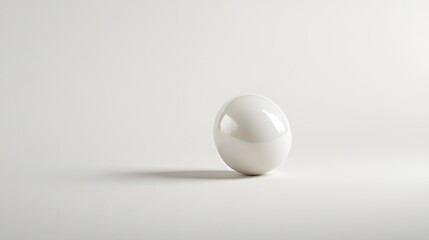 A single white sphere rests on a white surface