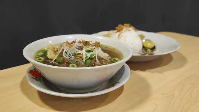 a bowl of hot oxtail soup