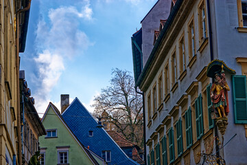 A wonderful day in the city of Bamberg in rainy weather.