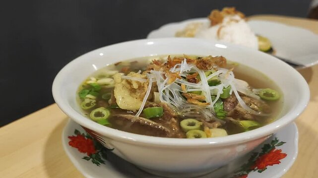 a bowl of hot oxtail soup