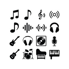 Set music Line icon stock vector illustration. Music and sound icon set. Music sign Simple Set of Music Related Vector Line Icons. Contains such Icons as Guitar, Treble Clef, In-ear music icon