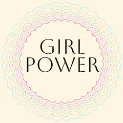 Text Girl Power, background wave colorful 