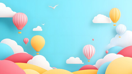 3D rendering of holiday scene with balloons, holiday celebration concept illustration