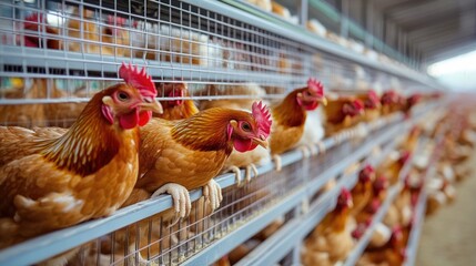 A large-scale poultry farm with thousands of chickens in spacious enclosures