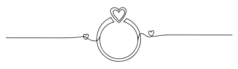 heart shaped ring with decorative love line minimalist style