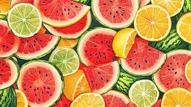 A fun watermelon and citrus fruit pattern for summer.