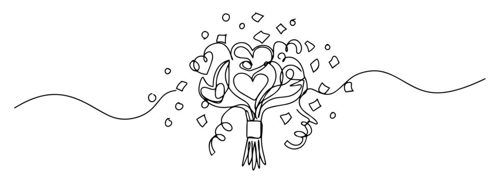 recommend clip art: party streamers and confetti bursts in joyful minimalist monoline line illustration