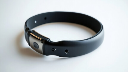 Black smart pet collar with secure buckle design for tracking and training