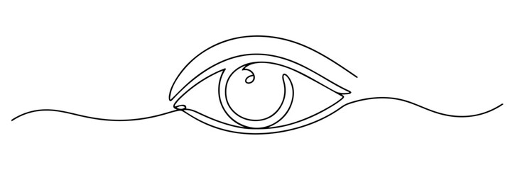 abstract human eye symbol drawn in minimalist one line style