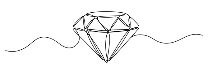 cut diamond gemstone in faceted style drawn with clean linear design