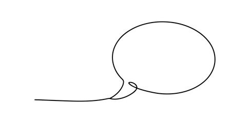 simple speech bubble with oval shape drawn in continuous minimalist line