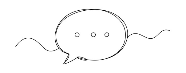 speech bubble with ellipsis representing thinking or waiting in minimalist line style