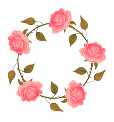 Rose wreath on a white background. Element for design