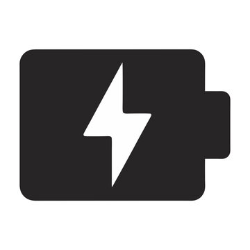 recommend clip art: battery with lightning bolt symbol representing power and energy – flat silhouette icon for apps and websites
                    