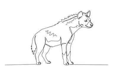 hyena standing with arched back drawn in expressive minimalist line style