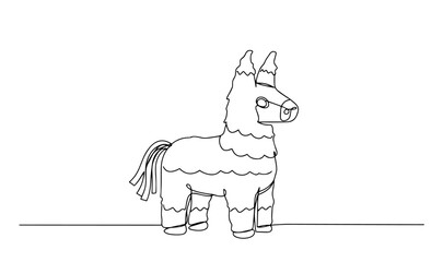 mexican piñata in traditional party style drawn with simple line art