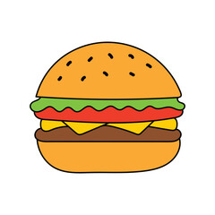 Hamburger vector illustration. Coloring book page