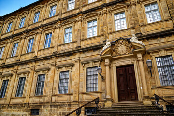 A wonderful day in the city of Bamberg in rainy weather.