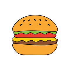 Hamburger vector illustration. Coloring book page
