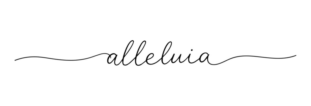 handwritten alleluia text outline one line vector shape