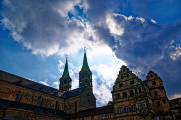 Fototapeta premium A wonderful day in the city of Bamberg in rainy weather.