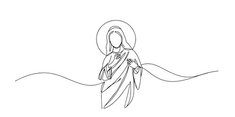 biblical priest figure outline one line vector shape