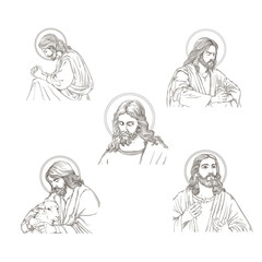 Jesus Easter Sunday Christian Vector Illustrations
