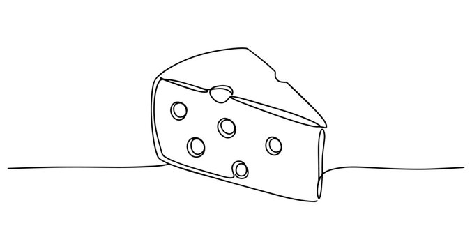 recommend clip art: cheese slice dairy food snack vector monoline one line line art