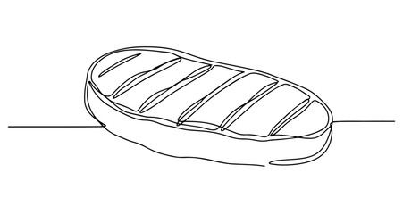 steak grilled beef meat dinner vector monoline one line line art