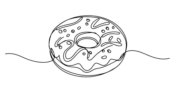 recommend clip art: donut with sprinkles sweet pastry dessert vector monoline one line line art