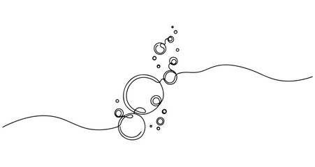 air bubbles in water underwater oxygen vector monoline one line line art © Wieslaw