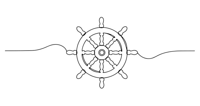 recommend clip art: ship steering wheel nautical helm marine vector monoline one line line art