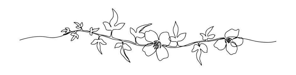 floral branch decoration illustration line art one line vector monoline