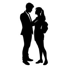 Silhouette of a young couple dancing with love and happiness