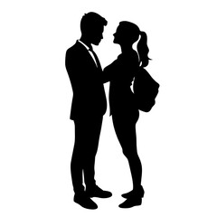 Silhouette of a young couple dancing with love and happiness