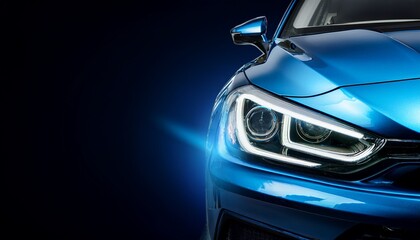 blue car on black background