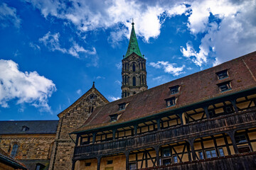 A wonderful day in the city of Bamberg in rainy weather.
