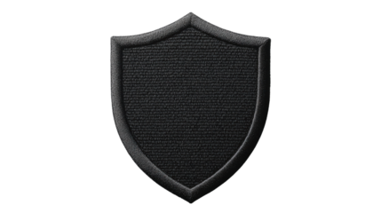 blank black and white shield embroidered patch on white background